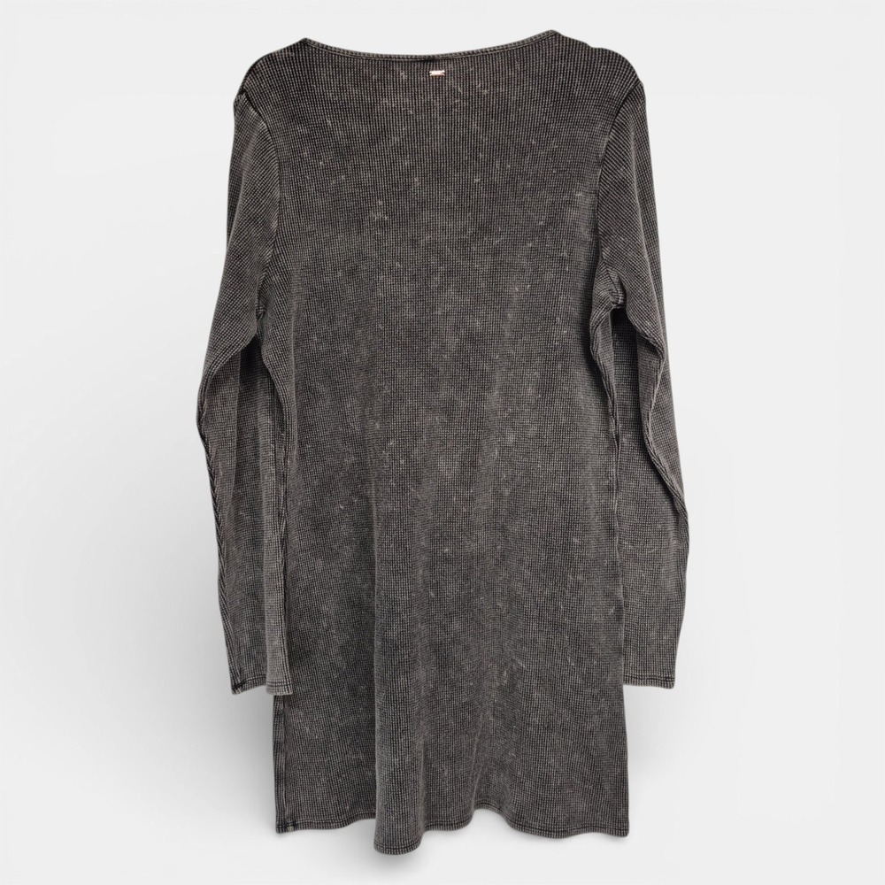 Victorias Secret PINK XXL Thermal Henley Top Gray Mineral Wash Waffle Knit NEW - Picture 4 of 7